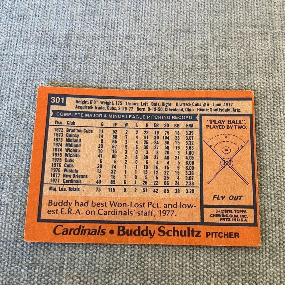 1978 Topps St. Louis Cardinals Baseball Card Trading Card